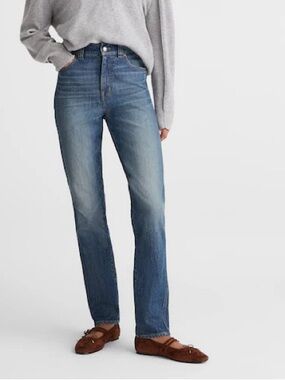 Madewell Perfect Vintage Jean High-Rise Straight Leg Denim Blue Medium Wash
